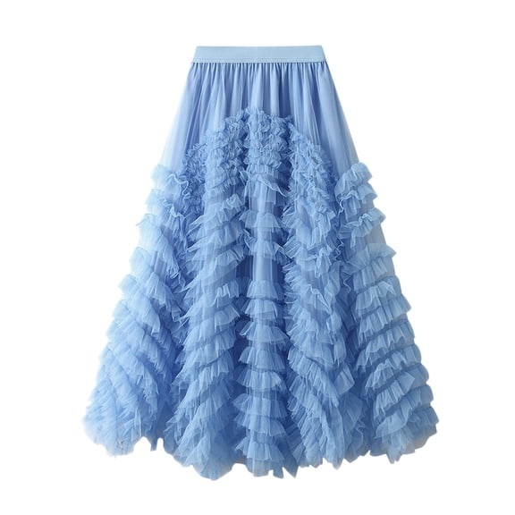 Sngxgn Skirts for Women Elastic High Waisted Skirt Womens Summer Skirts Trendy(Blue,One Size)