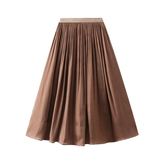 Sngxgn Skirts for Women Elastic High Waisted Skirt Womens Summer Skirts Trendy(Coffee,One Size)