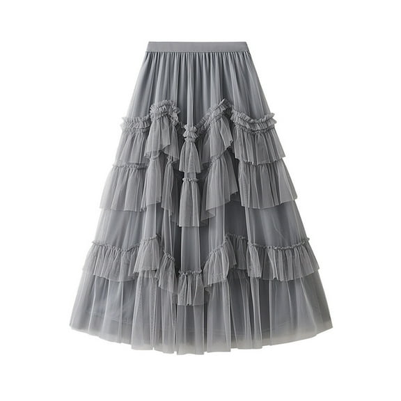 Sngxgn Skirts for Women Elastic High Waisted Skirt Womens Summer Skirts Trendy(Grey,One Size)