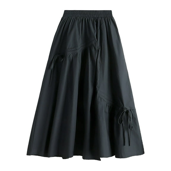 Sngxgn Skirts for Women Pleated Skirts with High Waisted(Black,One Size)
