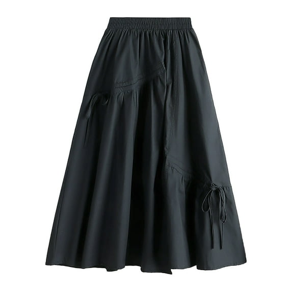 Sngxgn Skirts for Women Pleated Skirts with High Waisted(Black,One Size)