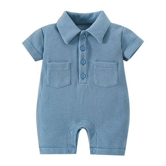 Sngxgn Solid Short Sleeve Baby Girl Bodysuits Cotton Cartoon Baby Clothes Soft Outfits(Blue,66)