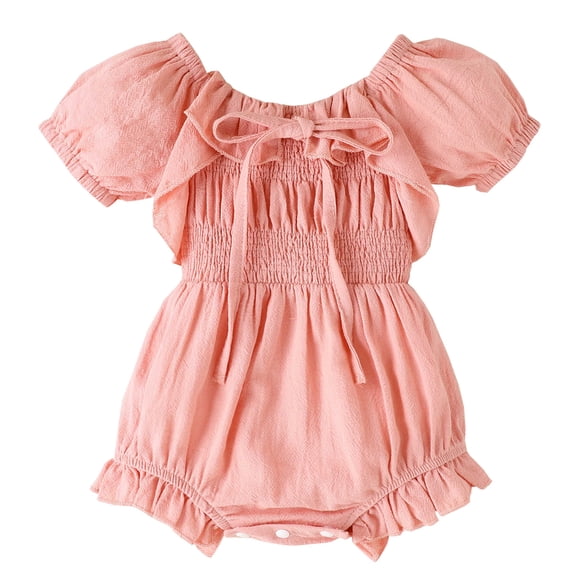 Sngxgn Solid Short Sleeve Baby Girl Bodysuits Cotton Cartoon Baby Clothes Soft Outfits(Pink,70)