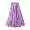 thumbnail image 1 of Sngxgn Solid Stretchy Cotton High Waist A-line Flared Casual Skater Mini Skirt(Purple,One Size), 1 of 3