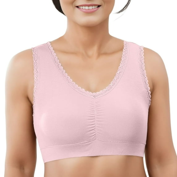 Sngxgn Sports Bras for Women Medium Support Padded Bra Seamless Women's Sports Wireless Bra(Pink,XXXL)