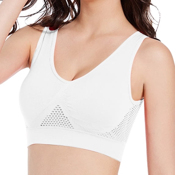 Sngxgn Sports Bras for Women Medium Support Padded Bra Seamless Women's Sports Wireless Bra(White,XXXXL)