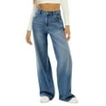 thumbnail image 1 of Sngxgn Straight Leg Jeans for Women Casual Mid Waisted Pants(Blue,S), 1 of 3
