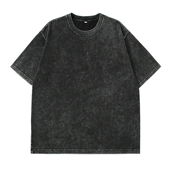 Sngxgn Summer T-Shirt Loose Print Loose Men's Casual Short-Sleeved Tops(Black,XL)