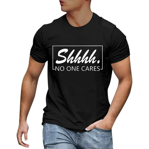 Sngxgn Summer T-Shirt Loose Print Loose Men's Casual Short-Sleeved Tops(Black,XXL)