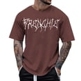 thumbnail image 1 of Sngxgn Summer T-Shirt Loose Print Loose Men's Casual Short-Sleeved Tops(Brown,XL), 1 of 4