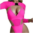 thumbnail image 1 of Sngxgn Swimsuit for Women Bathing Suit Cut Out Cross Back Tie Deep V Neck Ruched High Cut(Red,L), 1 of 4