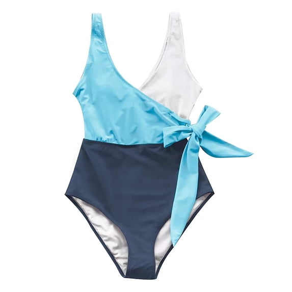 Sngxgn Swimsuit for Women Bathing Suits Front Cutout Adjustable Straps Ruched Swimwear(Blue,L)