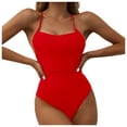 thumbnail image 1 of Sngxgn Swimsuit for Women Bathing Suits Front Cutout Adjustable Straps Ruched Swimwear(Red,M), 1 of 7