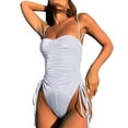 thumbnail image 1 of Sngxgn Swimsuit for Women Bathing Suits Front Cutout Adjustable Straps Ruched Swimwear(White,S), 1 of 8