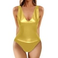 thumbnail image 1 of Sngxgn Swimsuit for Women V Neck Short Sleeve Bathing Suit(Gold,L), 1 of 4