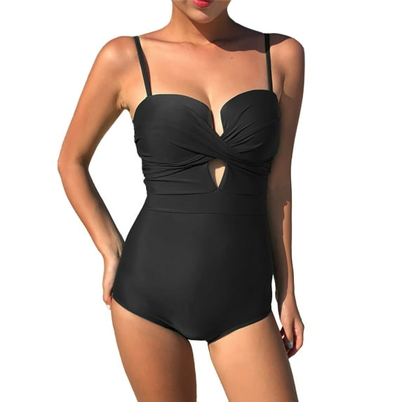 Sngxgn Swimsuits for Women Modest Tummy Control Swimdress Vintage Bathing Suits Swimwear(Black,M)