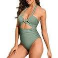 thumbnail image 1 of Sngxgn Swimsuits for Women Print Bathing Suits Strap V Neck Training Tummy Control Swimwear for Summer(AG,M), 1 of 4