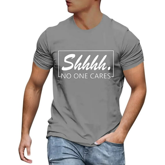Sngxgn T Shirts for Men Summer Vintage Print Short-Sleeved Round Neck T-Shirt Top(Grey,XXXL)