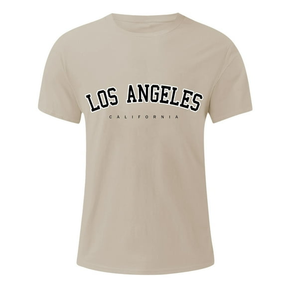 Sngxgn T Shirts for Men Summer Vintage Print Short-Sleeved Round Neck T-Shirt Top(Khaki,XXXL)