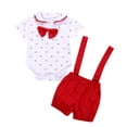 thumbnail image 1 of Sngxgn Toddler Baby Boy Clothes 2pcs Fall Outfits Long Sleeve Solid Sweatshirt T-Shirt Top Pants Set(Red,70), 1 of 4