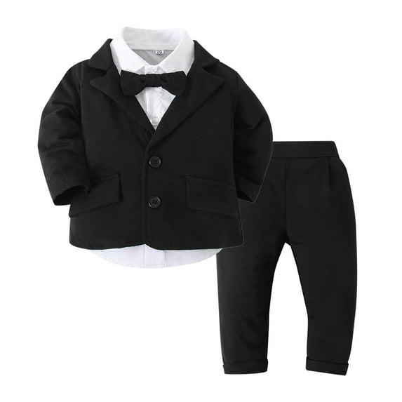 Sngxgn Toddler Baby Boy Clothes Boy Fall Winter Outfit Long Sleeve Sweatshirt Jogger Pants Set(Black,70)