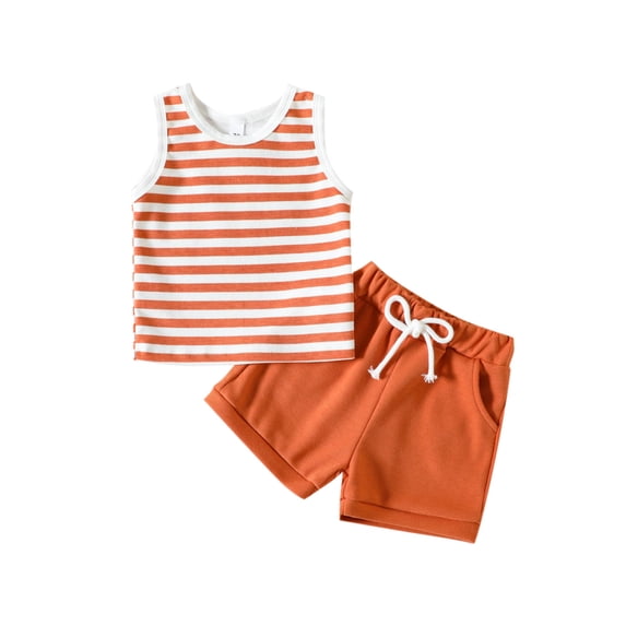 Sngxgn Toddler Baby Boy Clothes Long Sleeve Crewneck T-Shirt Top + Solid Pants Set Fall Outfits(Orange,90)