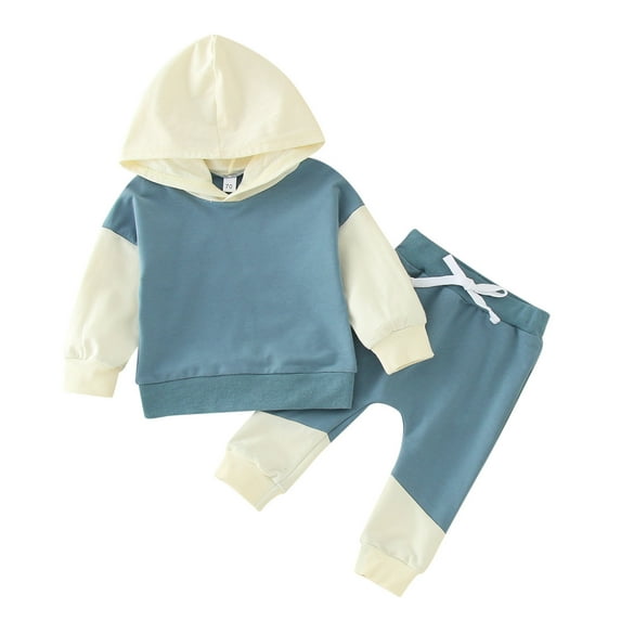 Sngxgn Toddler Baby Boy Fall Winter Outfit Long Sleeve Sweatshirts Stretch Jogger Pants Clothes Set(Blue,70)