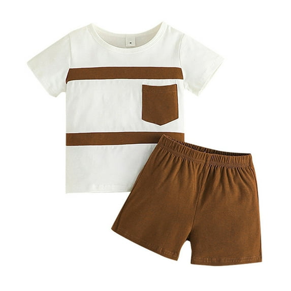 Sngxgn Toddler Baby Boy Fall Winter Outfit Long Sleeve Sweatshirts Stretch Jogger Pants Clothes Set(Coffee,100)