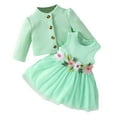 thumbnail image 1 of Sngxgn Toddler Baby Girl Short Sleeve T-Shirt Tops A-Line Pleated Skirt 2Pcs Spring Summer Clothes Set(Green,18M), 1 of 4