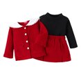 thumbnail image 1 of Sngxgn Toddler Baby Girl Skirt Outfit Long Sleeve Ruffle Shirt Top Mini Skirt Set 2Pcs Kids Little Girl Clothes(Red,18), 1 of 6