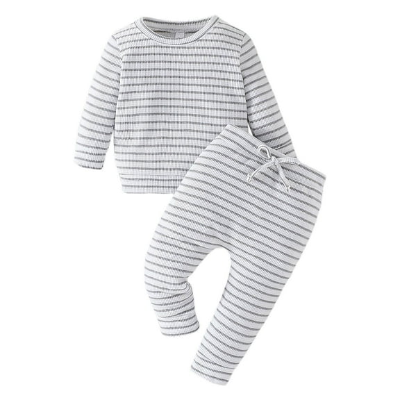 Sngxgn Toddler Boy Clothes Long Sleeve T-Shirt Tops Sweatsuit Pants Sets Fall Winter Baby Boy Clothes(Grey,80)