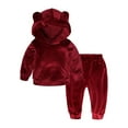thumbnail image 1 of Sngxgn Toddler Girl Clothes,Girls Outfits Long Sleeve Puff Sleeve Tops Pant Toddler Girl Outfits Clothing Sets(Red,140), 1 of 1