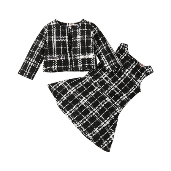 Sngxgn Toddler Girl Fall Winter Outfits Puff Sleeve Tops Skirt Set Kids Fashion Clothes(Black,120)