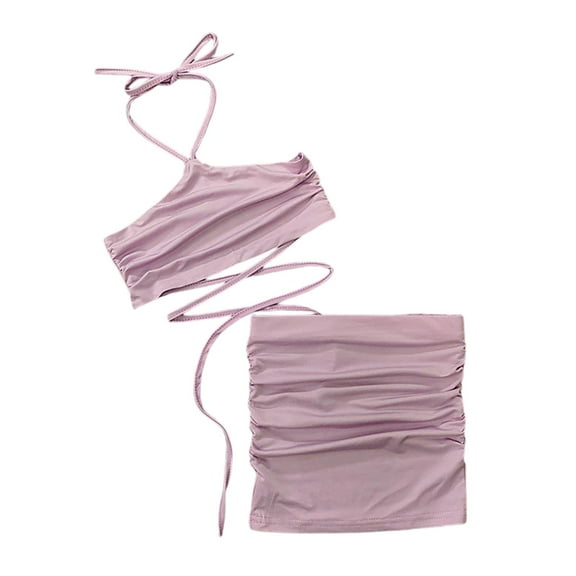 Sngxgn Toddler Girl Skirts Outfit Ribbed Long Sleeve Tops Skirt Baby Fall Winter Clothes(Purple,7)