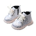 thumbnail image 1 of Sngxgn Toddler Girls Boots Children Shoes Thick Heel Short Boots Warm Leather Boots Lace-up Boots(Beige,12), 1 of 6