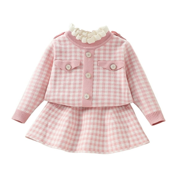 Sngxgn Toddler Girls Skirt Set Long Sleeve Ruffle Shirt and Skirt Outfit 2 Piece Set(RD2,130)