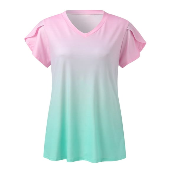Sngxgn Tshirts for Women Short Sleeve Tops Loose Fit Basic Tees(Pink,L)