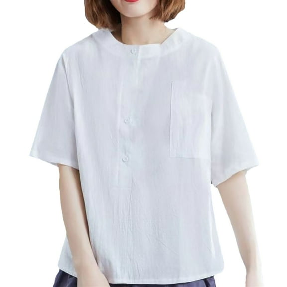 Sngxgn Tshirts for Women Short Sleeve Tops Loose Fit Basic Tees(White,L)