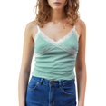 thumbnail image 1 of Sngxgn V Collar Neck Tops for Women Summer Sleeveless Camisole Tank Tops Casual Short Sleeve V-Neck Shirt(Green,S), 1 of 7