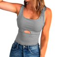 thumbnail image 1 of Sngxgn V Collar Neck Tops for Women Summer Sleeveless Camisole Tank Tops Casual Short Sleeve V-Neck Shirt(Grey,S), 1 of 6
