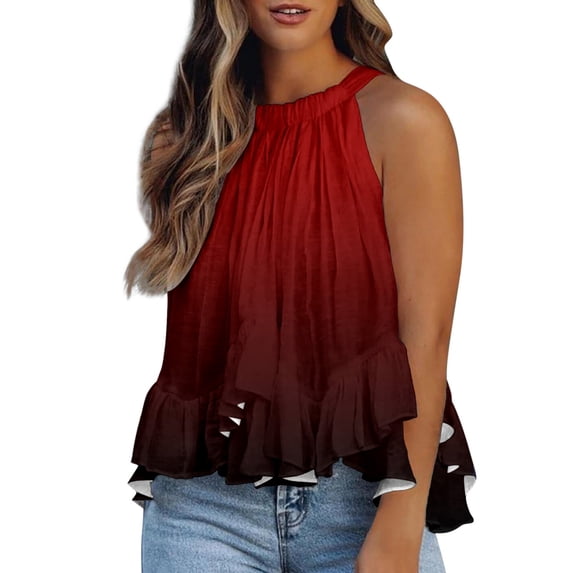 Sngxgn V Neck Tank Top for Women Camisole Shirt Blouse Sleeveless(Red,M)