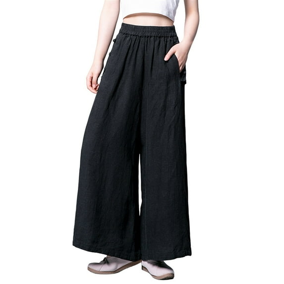 Sngxgn Wide Leg Pants for Women Casual High Waist Pants Loose Trousers(Black,L)