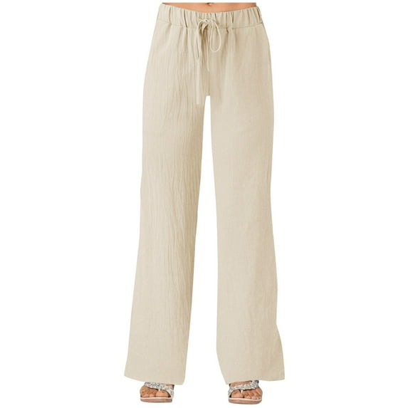 Sngxgn Wide Leg Pants for Women High Waisted Yoga Pants Casual Lounge Joggers Loose with Pockets(Beige,XL)