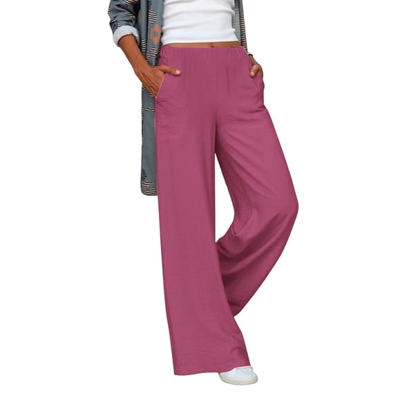 Sngxgn Wide Leg Pants for Women High Waisted Yoga Pants Casual Lounge Joggers Loose with Pockets(Hot Pink,L)