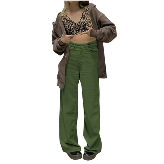 Sngxgn Wide Leg Pants for Women Pants with Pockets High Waist Work Business Casual Sweatpants(Army Green,M)