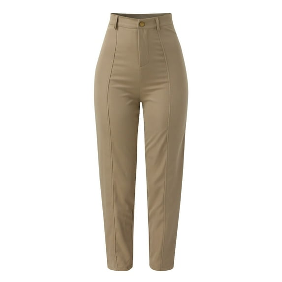 Sngxgn Wide Leg Pants for Women Pants with Pockets Loose Casual Work Trouser Pants(Khaki,XL)