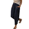 thumbnail image 1 of Sngxgn Wide Leg Pants for Women Pants with Pockets Loose Casual Work Trouser Pants(Navy,L), 1 of 5