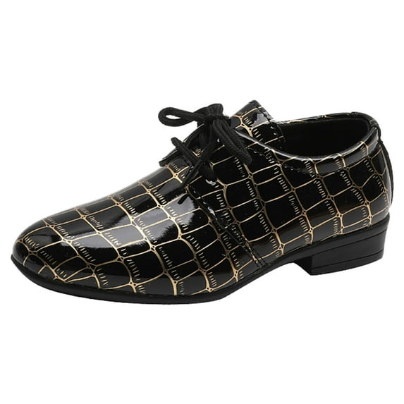 Sngxgn Winter Snow Boots for Boys Boys Casual Shoes Summer And Autumn Fashion Boys Casual Leather Shoes Lace Up Pointed Dress Shoes(Black,5-5.5 Y)