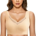 thumbnail image 1 of Sngxgn Wireless Bra with S upport, Lightly Lined No Spillage Seamless T-Shirt Bra(Beige,M), 1 of 9