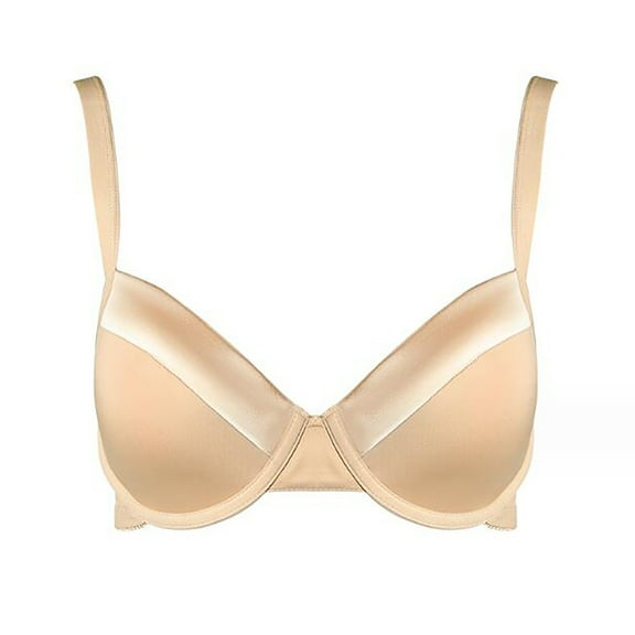 Sngxgn Wireless Bra with S upport, Lightly Lined No Spillage Seamless T-Shirt Bra(Beige,S)